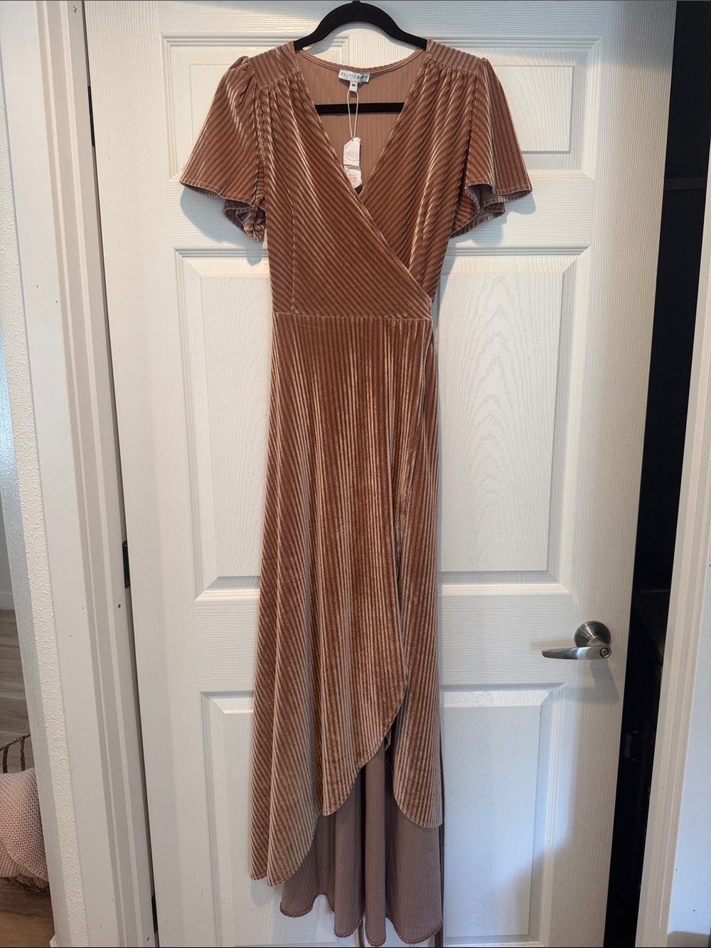 Baltic Born Blush Velvet High-Low Wrap Dress